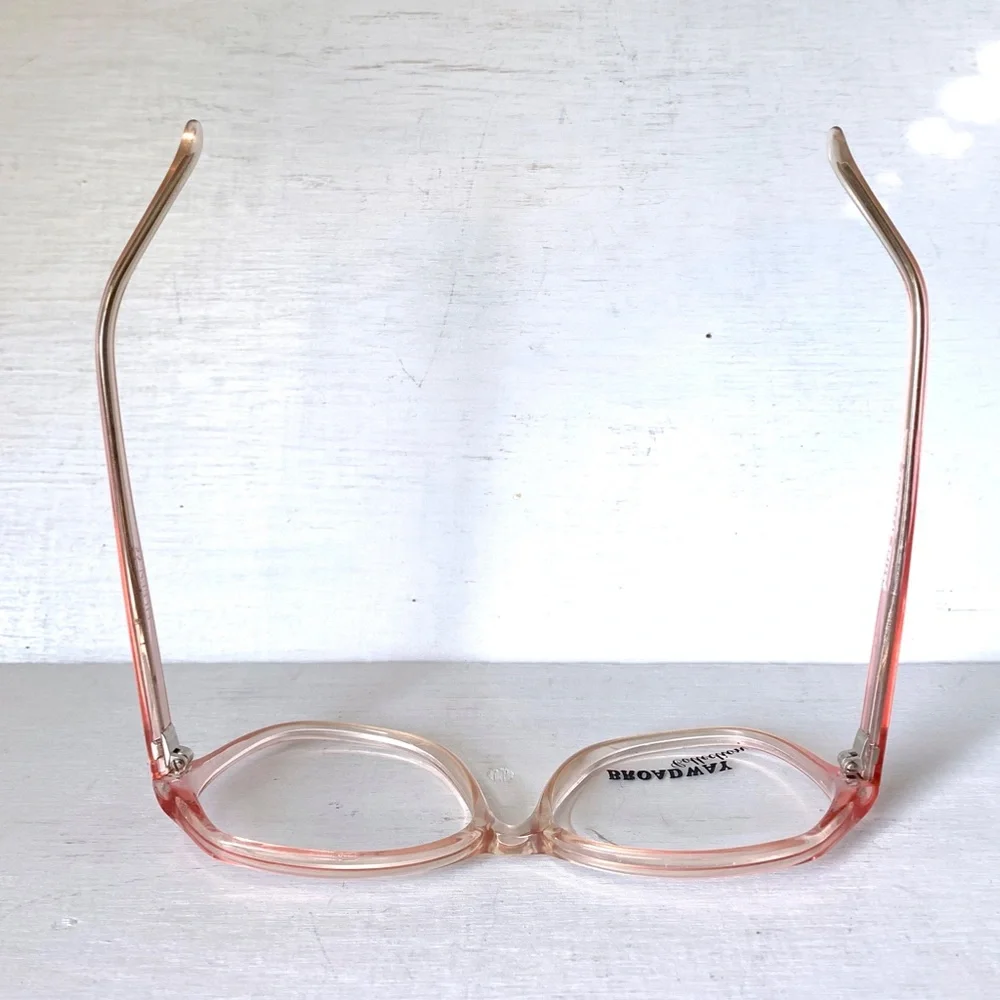 Vintage 70's Hexagon Cat Eye Glasses Pale Pink Fade Ombré Frames Eyeglasses